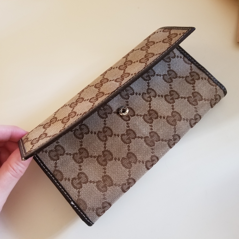 🚫*SOLD*Gucci GG leather/canvas continental wallet - Picture 2 of 9